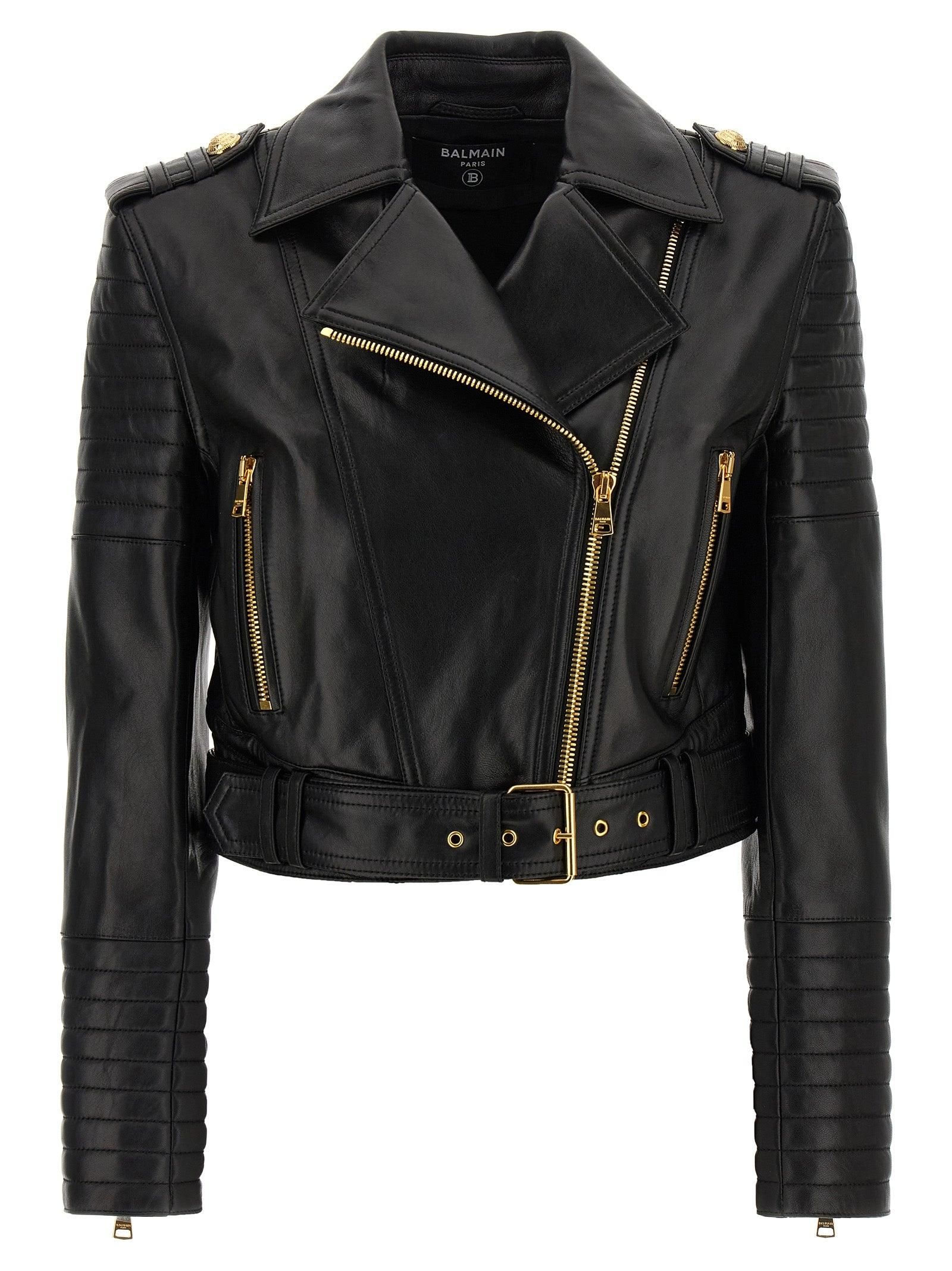 BALMAIN リバーシブル ジャケット 絹100% ラビットファー 黒 11号 Leather jacket Balmain Black size XL International in