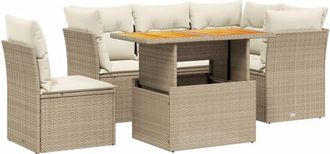 vidaXL Juego De Sof&aacute;s Jard&iacute;n Con Cojines 5 Pzas Rat&aacute;n Sint&eacute;tico Beige Vidaxl