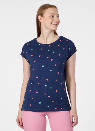 Ragwear Kurzarmshirt RAGWEAR DIONA PRINT, Damen, Gr. XXL, night blau, Jersey, Obermaterial: 50% Baumwolle, 50% Modal, normal, Rundhals, Shirts Kurzarmshirt, B