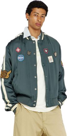 Diesel Satin bomber jacket with patches - Jackets - Man - Green