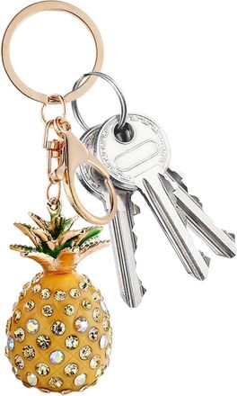 Generic Pineapple Keychain - 1.18x1.18x4.53 Inch Sparkling Rhinestone Keyring, Cute Pineapples Keychains, Rhinestone Pineapple | Car Charm Pendant, Bag Keycha