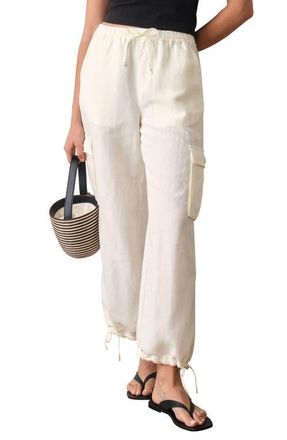 Marine Layer Linen Blend Cargo Pants in Antique White at Nordstrom, Size X-Large