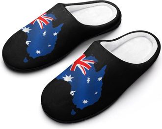Generic Australia Map Flag Mens Slippers Memory Foam Winter Warm Sandals Slip On House Shoes Size 7-14