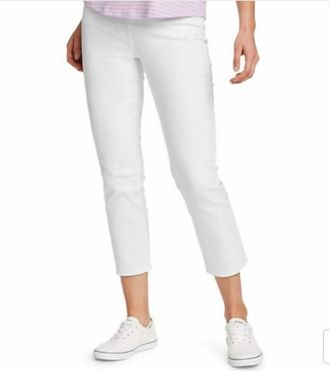 Eddie Bauer Womens Authentic Voyager Crop High Rise Stretch Cotton Jeans In White