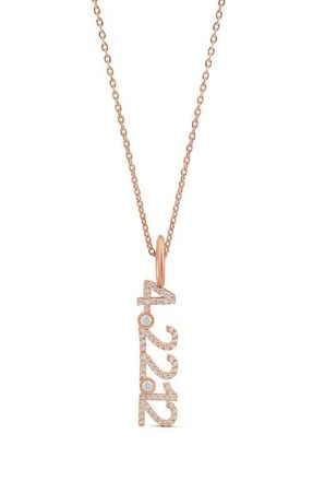 SHYMI Pav&eacute; Cubic Zirconia Date Pendant Necklace in Rose at Nordstrom