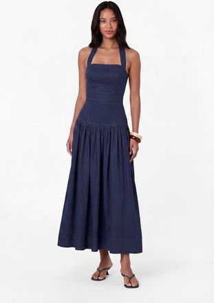 Nicholas Vivianne Linen Dress in Midnight at Nordstrom, Size 12