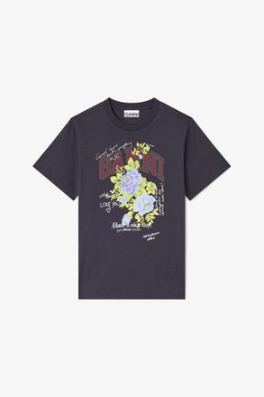 Ganni Mixed Black Rose T-shirt - Size XXS Organic Cotton