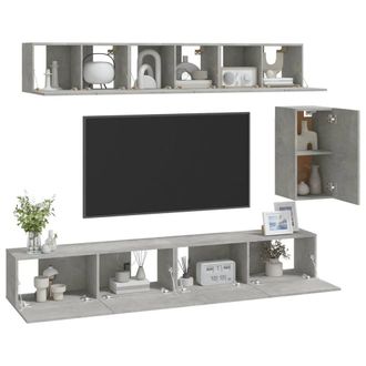 Berkfield Home Classic 6 Piece TV Cabinet Set Concrete Grey Engineered Wood