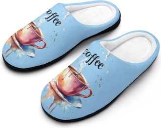 Generic Coffee Cup Womens Slippers Warm House Slippers Indoor House Shoes with Anti-Skid Rubber Sole