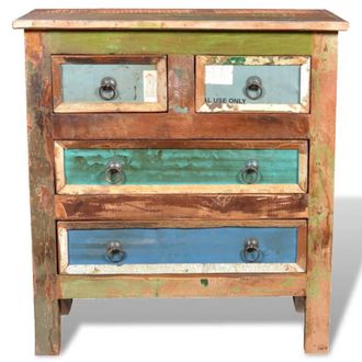 Berkfield Home Reclaimed Cabinet Solid Wood with 4 Drawers