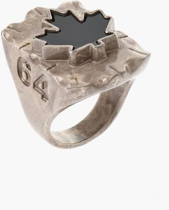 Dsquared2 Metal Ring FUNKY TRIBAL Decorated with Maple Leaf Motif size M
