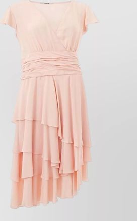 Lardini v-neck wrap ruffled asymmetric midi dress