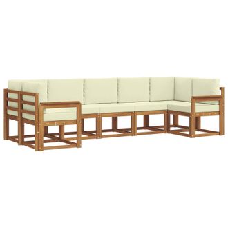 vidaXL Conjunto De Sof&aacute;s De Exterior Con Coj&iacute;n 7 Pcs Natural Y Crema Vidaxl