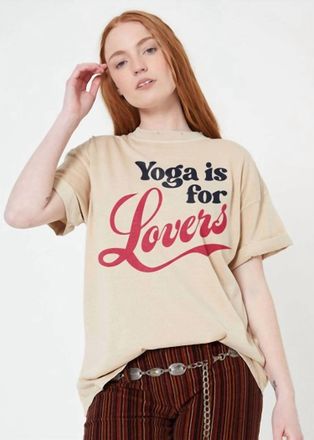 Girl Dangerous Yoga Is For Lovers Boyfriend Tee In Sand