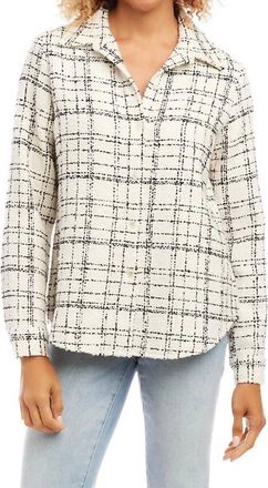 Karen Kane Brenna Plaid Shirt In Black And White