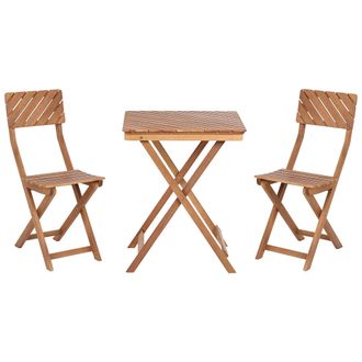 Beliani Conjunto De Balc&oacute;n Muebles De Jard&iacute;n De Madera Plegable De Eucalipto Oscuro Ardore
