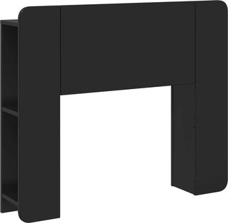 vidaXL Cabecero Con Armario Negro Madera De Ingenier&iacute;a Vidaxl