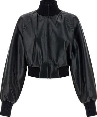 Norma Kamali Faux Leather Bomber Jacket-Donna