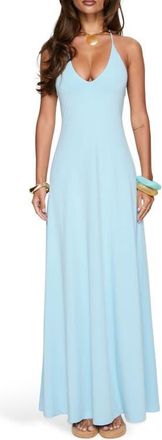 Princess Polly Palmas Halter Maxi Dress in Baby Blue at Nordstrom, Size 10