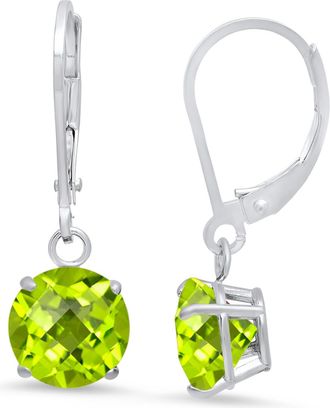 MAX + STONE 925 Sterling Silver 8mm Round Gemstone Dangle Earrings with Leverback