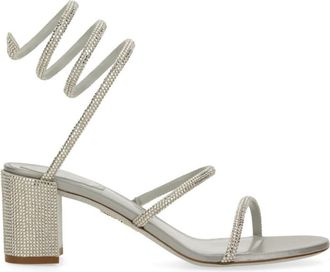 Rene Caovilla Silver Open Toe Heels