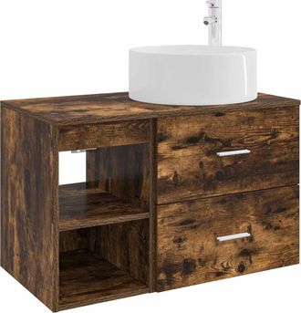 vidaXL Juego De Muebles De Ba&ntilde;o 2 Uds. Roble Ahumado Vidaxl