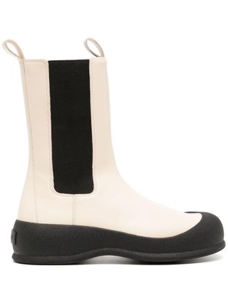 Bally flat leather boots - women - Rubber/Calf Leather/Calf Leather - 35 - White