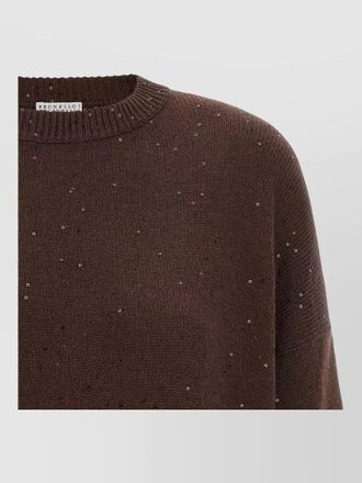 Brunello Cucinelli cashmere silk sequined crew neck sweater