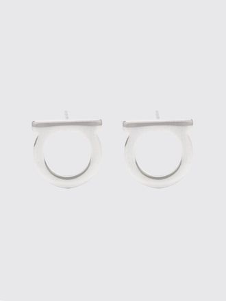 Ferragamo Silver-Toned Brass Logo Design Earrings