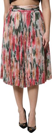 Dolce & Gabbana Womens Multicolor Silk Floral High Waist Midi Skirt