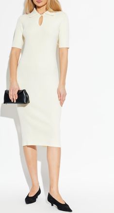 Jil Sander Wool Polo Dress, Womens, Cream