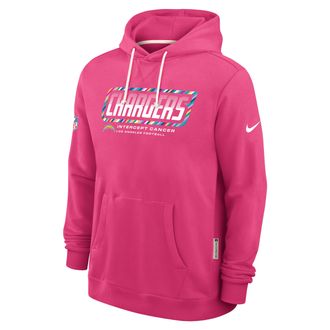 Nike Los Angeles Chargers Crucial Catch Sideline Standard Issue Nike Mens Dri-FIT NFL Pullover Hoodie in Pink | 03AZ68XZUH-F9R