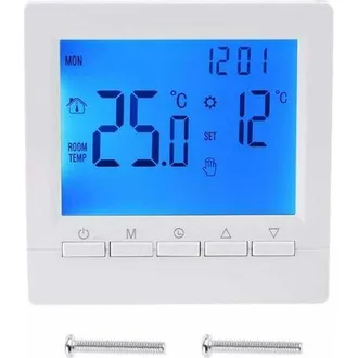 OEM Ulisem - Termostato Inteligente De Pared Para Calefacci&oacute;n Por Suelo Radiante - Pantalla Lcd Retroiluminada En Azul - Funciona Con 2 Pilas Aa - Program