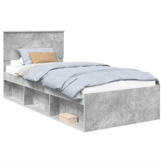 vidaXL Estructura De Cama Con Cabecera Gris Concreto 100 X 200 Cm Vidaxl