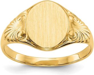 Diamond2Deal 14k Yellow Gold Closed Back Signet Ring