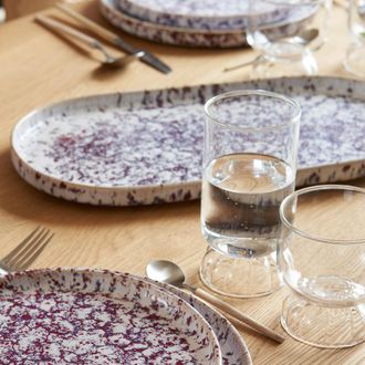 AM.PM Ovale schaal in geglazuurd aardewerk, Hortensia