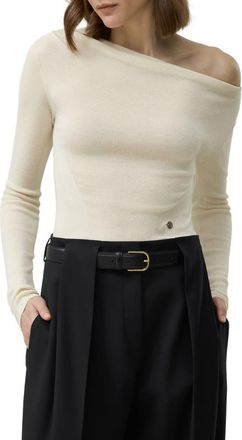 LilySilk Elegant Off-Shoulder Silk-Cashmere Top in Lily White at Nordstrom, Size X-Small