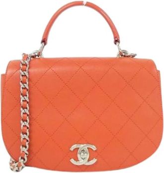 Chanel Pre-owned Calf Shoulder Bag - Dames - Vintage Handtas - Oranje - ONE Size - Leer - Vintage