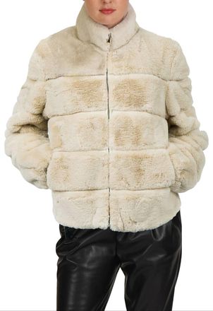 Love Token Alex Faux Fur Jacket In Ivory