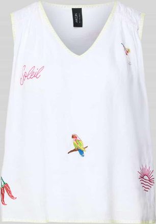 Marc Cain Blusentop mit Stitchings in Weiss, Gr&ouml;&szlig;e 38