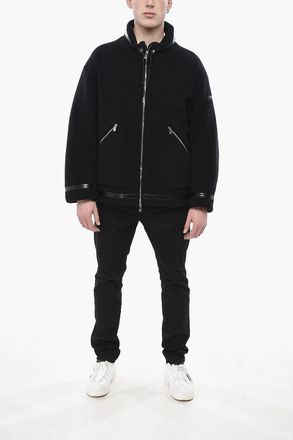 Tatras Solid Down Jacket with Mixed-Wool Exterior and Faux-Leather Trims Tatras
