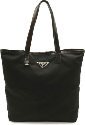 Prada Black Nero Nylon Leather Shoulder Bag Tote Bag (Pre-Owned)