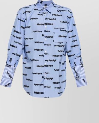 Comme Des Gar&ccedil;ons cotton shirt with all over slogan print