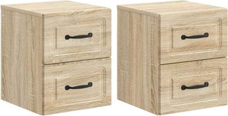 vidaXL Mesita De Noche De Pared 2 Uds. Roble Sonoma 34,5 X 33 X 40 Cm Vidaxl