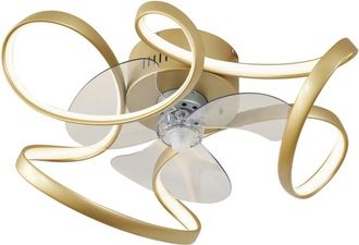 QAZQA Ventilador techo lat&oacute;n 55 cm LED