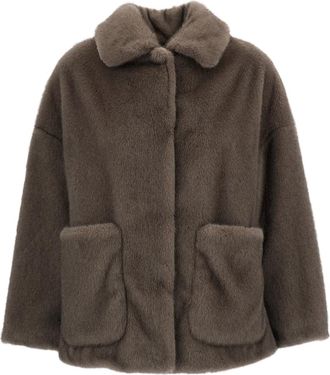 Herno Grey Faux Fur Short Jacket