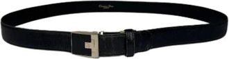 Dior Pre-owned Belts, female, Black, Size: ONE SIZE Pre-owned Snake-Embossed Clasp Belt