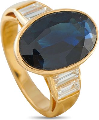 Luxury Bazaar 18K Yellow Gold 1.0ct Diamond and Sapphire Ring MF30-050726