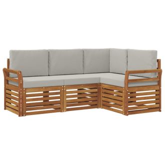 vidaXL Juegos De Sof&aacute;s Con Coj&iacute;n 4 Pcs Gris Natural Y Claro Vidaxl