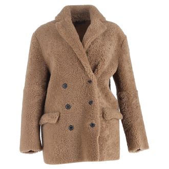 Joseph Joseph Pre-owned Womens Shearling Coat in Brown Lamb Fur - Size EU 38 (Womens)